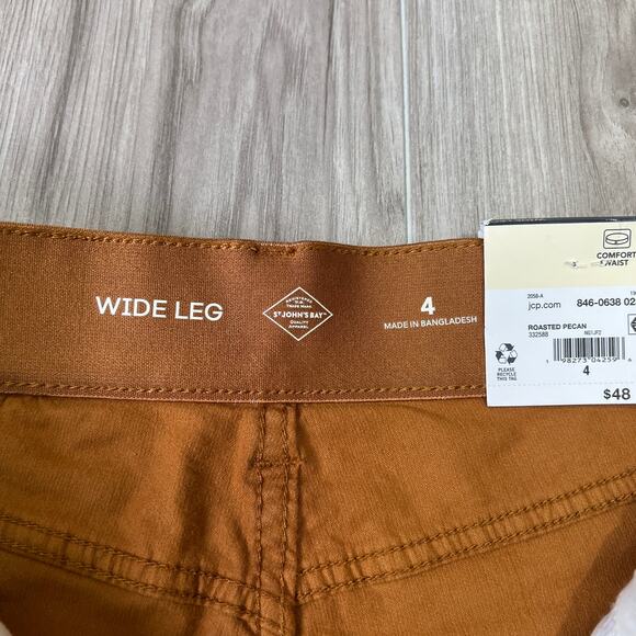 St. John's Bay Womens Mid Rise Wide Leg Corduroy Brown Pant Size 4 - Picture 10 of 12